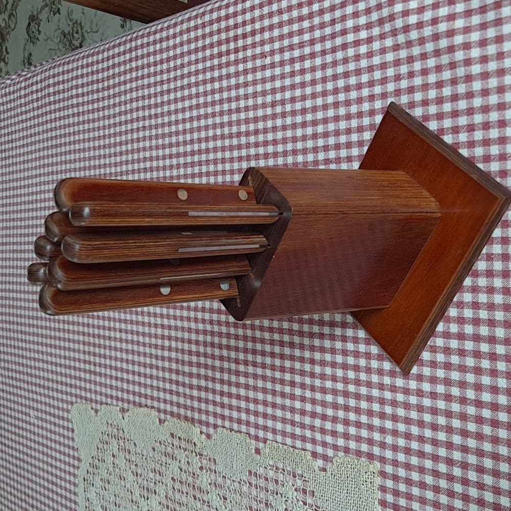 Vintage Steak Knife Set in Wood Block